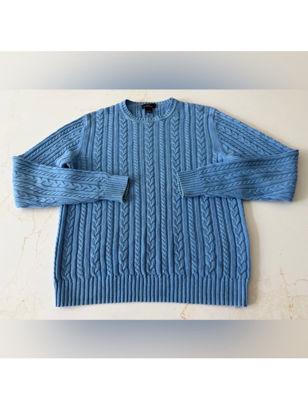 Brooks Brothers blue linen cable knit sweater
